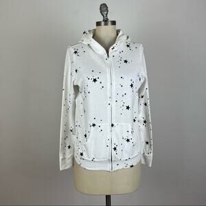 Monrow Star Print White Zip Up Jacket
